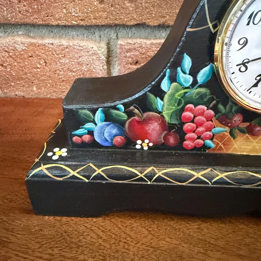 Vintage Mantle Clock Handpainted and handcrafted